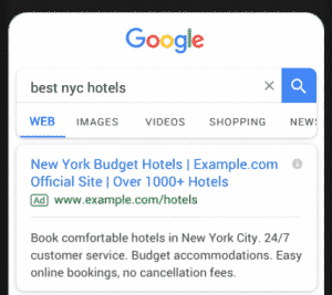 example of a responsive search ad