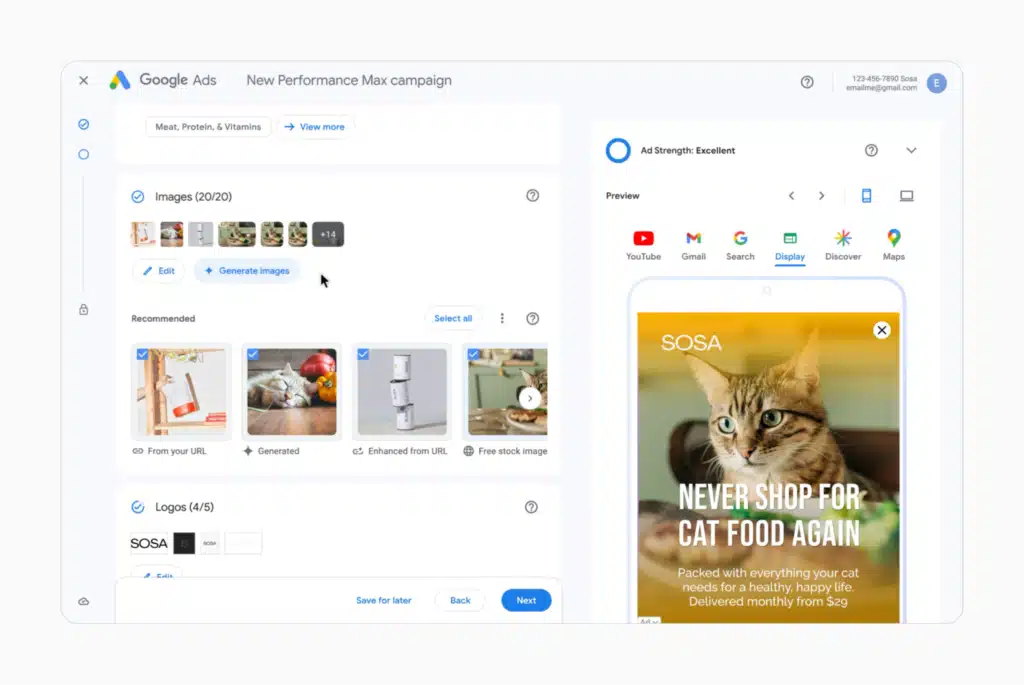 Performance Max AI created assets in Google Ads