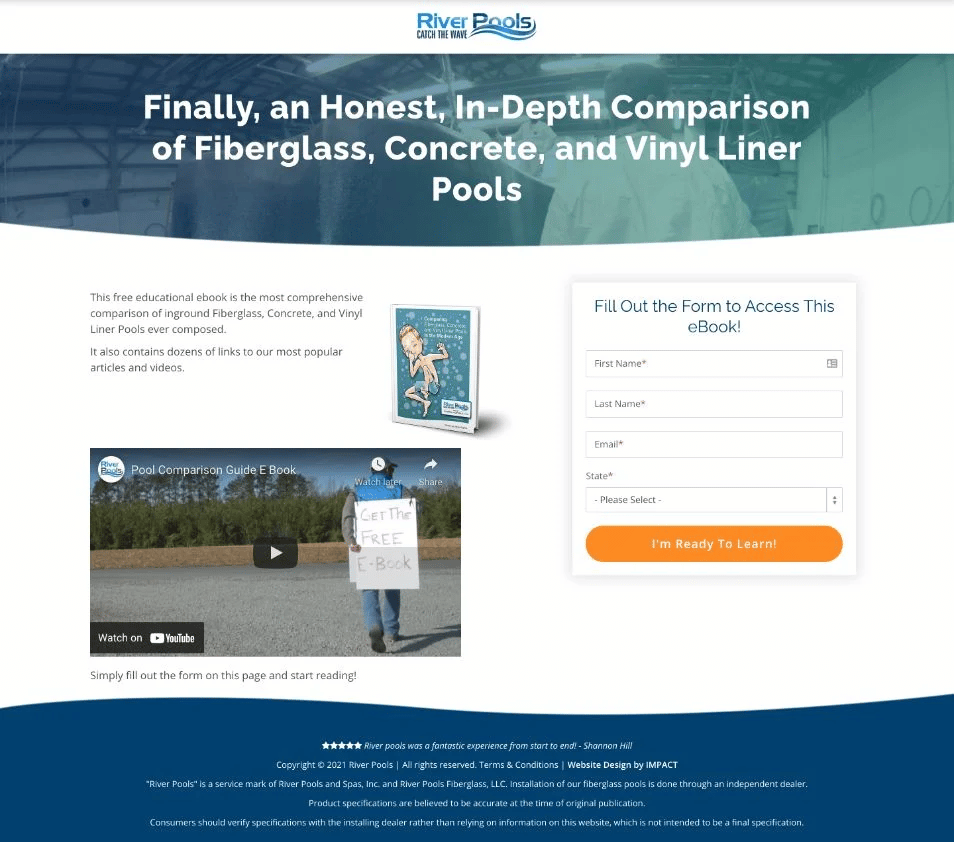 Example of a dedicated Google AdWords landing page