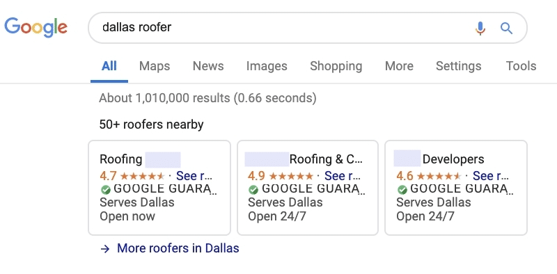 A local service business with a Google Guaranteed badge