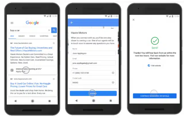 Google Ads lead form extension