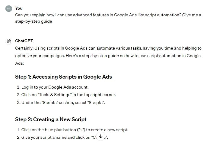 How to use ChatGPT for Google Ads and advanced features like automation scripts