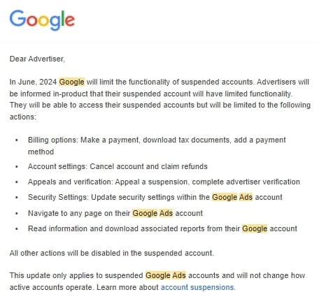 google ads suspended accounts