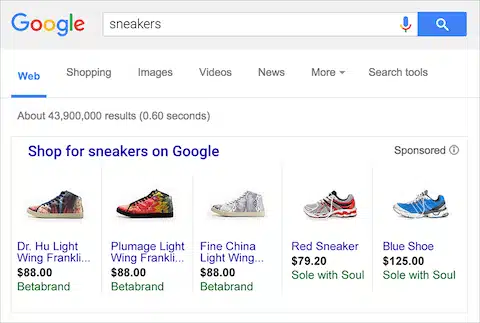 example of google shopping ads