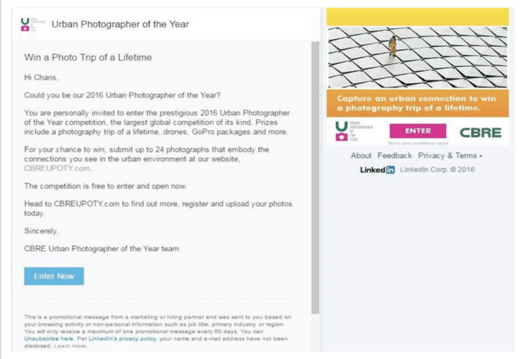 An example of LinkedIn message ads