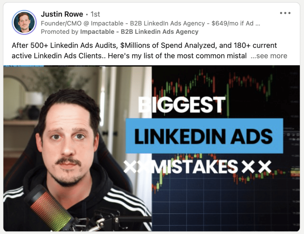 An example of LinkedIn thought leader ad