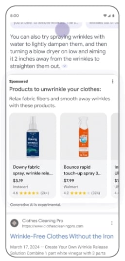 examples of shopping ads in google ai overviews