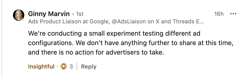 ginny marvin in google ads news in december 2024, speaking about google ads showing two ads from the same advertiser