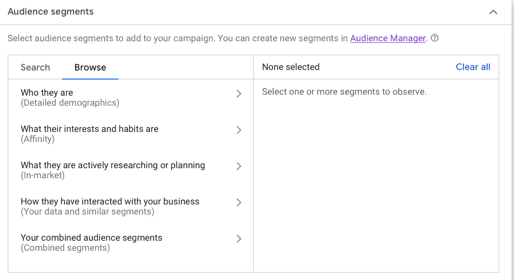audience segments in google ads
