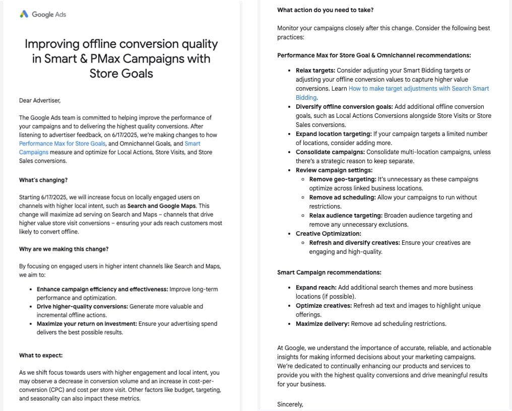 Google Ads news about improving offline conversion quality