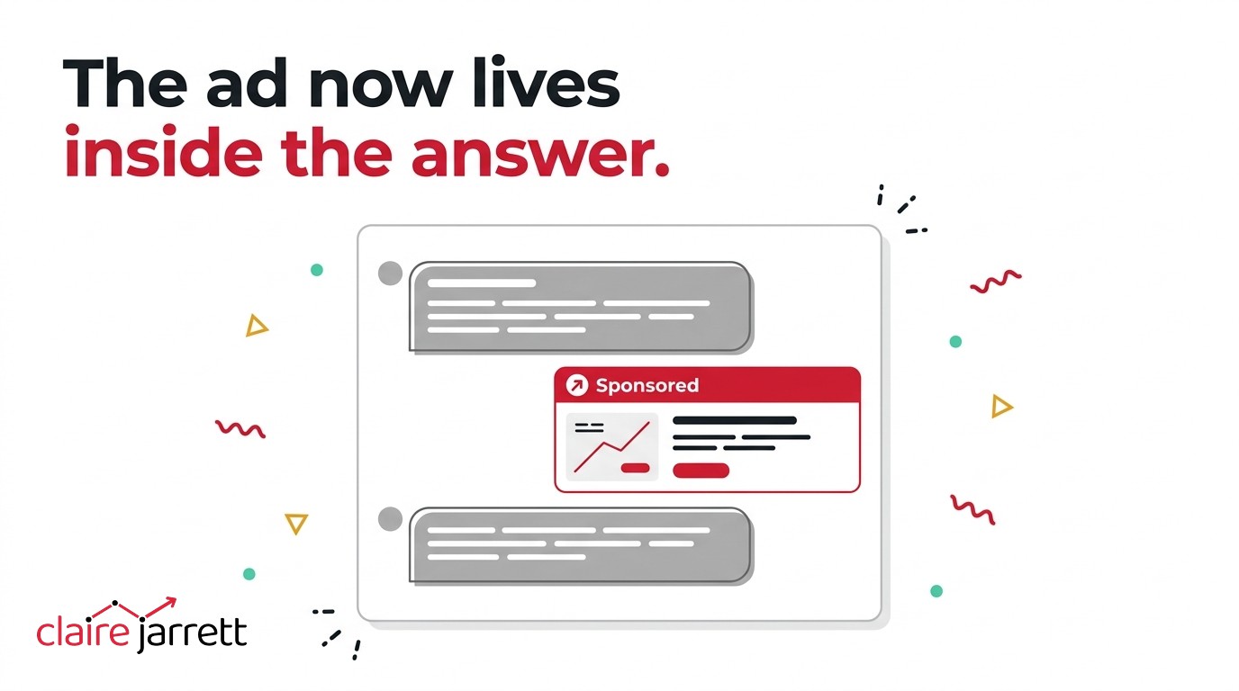A sponsored ad appearing inside a ChatGPT conversation, directly within the answer